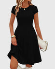 Vestito Emma Donna – Vestito Midi in Maglia Coste Girocollo Maniche Corte Elegante