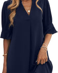 Emily Vestito Estivo Donna – Vestito Elegante Scollo a V Taglio Ampio Maniche a 3/4