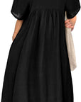 Sophie Abito Midi Donna – Abito Cotone Taglia Grande Collo Tondo con Tasche Estate