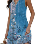 Lucie Abito Donna – Abito Bohemien Fiorito Scollo a V Senza Maniche A-Line Midi Estate