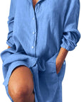Giada Abito Donna – Abito Camicia Maxi Taglio Fluido Collo Classico Casual Estate