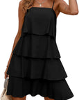 Camille Abito Donna – Abito Maxi Volant Scollo a V Senza Maniche Chiffon Plissé Estate