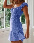 JoAnn Vestito Donna Mini Floreale – Collo a Cuore, Maniche a Volant, Vita Arricciata Estiva