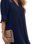 Emily Vestito Estivo Donna – Vestito Elegante Scollo a V Taglio Ampio Maniche a 3/4