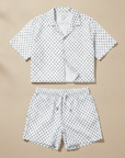 Completo Coordinato Uomo Camicia Stampa Nautica e Pantaloncini - Nautico Bianco