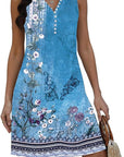 Lucie Abito Donna – Abito Bohemien Fiorito Scollo a V Senza Maniche A-Line Midi Estate