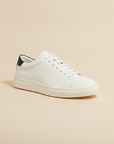 Sneakers Uomo in Pelle Bianca – Design Minimalista Casual Chic - Bianco con Navy