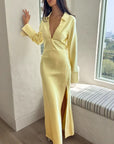 Abito lungo donna in raso, maniche lunghe