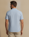 Camicia Uomo Manica Corta in Cotone – Casual Elegante Versatile - vista posteriore