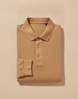 Polo Uomo Manica Lunga in Cotone – Elegante Casual per Mezza Stagione - Cammello