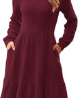 Élise Abito Maglia Donna – Abito Maglia Collo Quadrato Maniche Lunghe Autunno Inverno