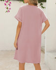 Camille Abito Corto Donna – Abito Scollo a V con Bottoni Taglio A-Line Estate Chic
