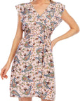 Chloé Abito Mini Donna – Abito in Mussola Floreale con Scollo a V, Volant, Senza Maniche Rosa
