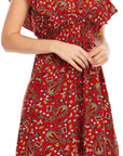 Chloé Abito Mini Donna – Abito in Mussola Floreale con Scollo a V, Volant e Senza Maniche
