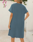Camille Abito Camicia Donna – Abito Scollo a V Maniche Risvoltate Linea A Estate