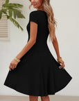 Vestito Emma Donna – Vestito Midi in Maglia Coste Girocollo Maniche Corte Elegante