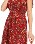 Chloé Abito Mini Donna – Abito in Mussola Floreale con Scollo a V, Volant e Senza Maniche