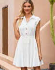 Dea Vestito Donna Lino – Senza Maniche, Con Bottoni, Vita Annodata, Mini Estivo Chic