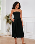 Vestito Midi Lina Donna – Vestito Bustier Senza Maniche Vita Bassa A-Line Estivo Chic