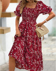 Angeli Robe Donna Fiorita – Maniche a Sbuffo, Vita Annodata, Taglio Mini Estivo Chic