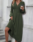Vestito Donna Tierra Pois – Taglio A-Line, Scollo a V, Vita Alta Plissettata Elegante