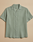 Camicia Uomo in Lino con Colletto Camp – Fresca ed Elegante Estiva - Verde Salvia