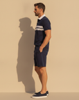 Completo Coordinato Uomo Camicia Colletto a Contrasto e Pantaloncini - vista laterale