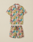 Completo Coordinato Uomo Camicia Tropicale e Pantaloncini - Tropicale Rosso