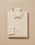 Polo Uomo Manica Lunga in Cotone – Elegante Casual per Mezza Stagione - Bianco Panna