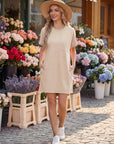 Vestito corto da donna Léna – vestito casual con scollo rotondo e tasche