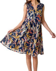 Vestito Lina Donna Cotone – Vestito Floreale Scollo a V Pizzo Gonna a Volant Estate Elegante