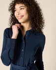 Claire Vestito Camicia Midi – Vestito Elegante Collo Classico Cintura Donna