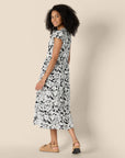 Vestito midi da donna Lucie in cotone satinato – Vestito volanté con collo rotondo