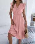 Sabrina Abito Donna – Abito Leopardo Schiena Scoperta A-Line Volant Spalline Estate Elegante