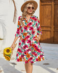 Élodie Vestito Donna con Scollo a V – Vestito Midi Svasato con Volant e Tasche