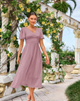 Claire Vestito Donna – Vestito Maxi Scollo a V Schiena Quadrata Linea A Fluido Boho Estate
