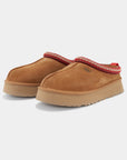 UGG Tazz Chestnut ciabatte platform donna in pelle scamosciata e montone marrone chestnut, vista frontale
