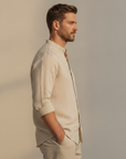 Camicia Uomo in Lino Tinta Unita – Eleganza Naturale Raffinata - vista laterale