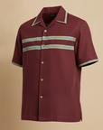 Camicia Bowling Uomo Manica Corta – Stile Rétro Anni '50 - Bordeaux