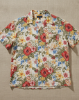 Camicia Uomo Camp Collar Fantasia Tropicale – Stile Vacanza - Fiori Blu
