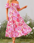 Juanna Abito Midi Donna Estate – Abito con Scollo Quadrato Arricciato, Maniche a Sbuffo e Volant