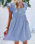 Vestito Lily Donna – Vestito Midi a Quadri con Collo Quadrato, Arricciato, Volant, Linea A, Estivo
