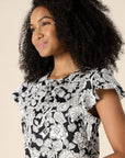 Vestito midi da donna Lucie in cotone satinato – Vestito volanté con collo rotondo
