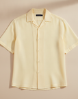 Camicia Uomo Camp Collar Tinta Pastello – Elegante e Rilassata - Giallo Pastello