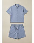 Completo Coordinato Uomo Camicia Gingham e Pantaloncini - Navy e Bianco