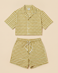 Completo Coordinato Uomo Camicia Madras e Pantaloncini - Verde e Giallo