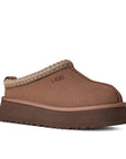 UGG Tazz II Rocky Oak ciabatte platform donna in pelle scamosciata e montone marrone quercia, vista frontale