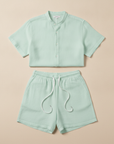 Completo Coordinato Uomo Camicia Voile Leggera e Pantaloncini - Verde Menta