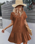 Trixie Vestaglia Donna – Scollo a V con Bottoni, Cotone Lino Taglio Ampio & Orlo con Volant Estate