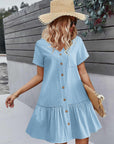 Trixie Vestaglia Donna – Scollo a V con Bottoni, Cotone Lino Taglio Ampio & Orlo con Volant Estate